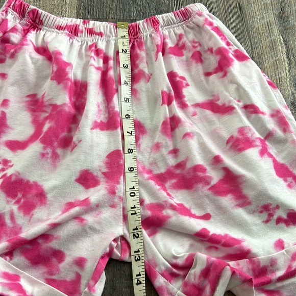 Shein Tie Dye 2 Piece Set Cropped Outfit Tank Top Shorts Pink White Women Small - Picture 9 of 11